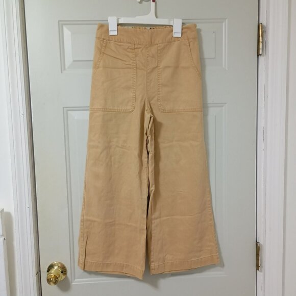 Nicole Miller High-Waisted Wide Leg Tan Pants US 2 Cotton Blend Womens Demin - Picture 1 of 9